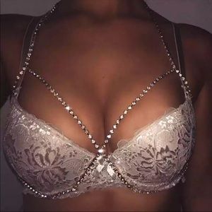 Silver diamond bra
